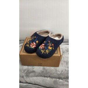 L.L. Bean Women's Size 8M(B) Jess Franks Navy Daybreak Motif Scuffs Slippers NWB